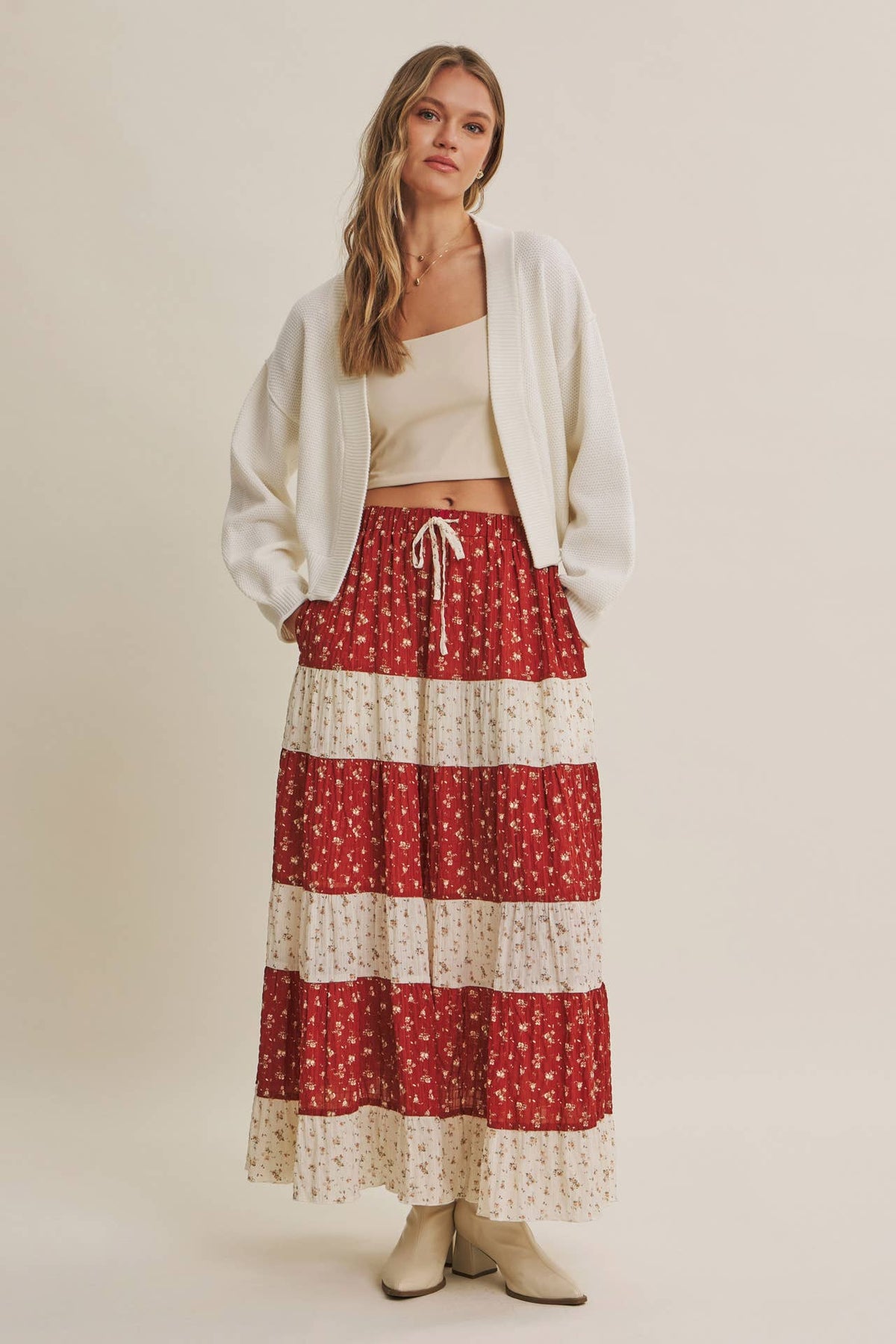 in february - EVERYDAY ESEENTIAL EASY LAYERING BALLOON SLV WAFFLE CARDIGAN: CAMEL / M