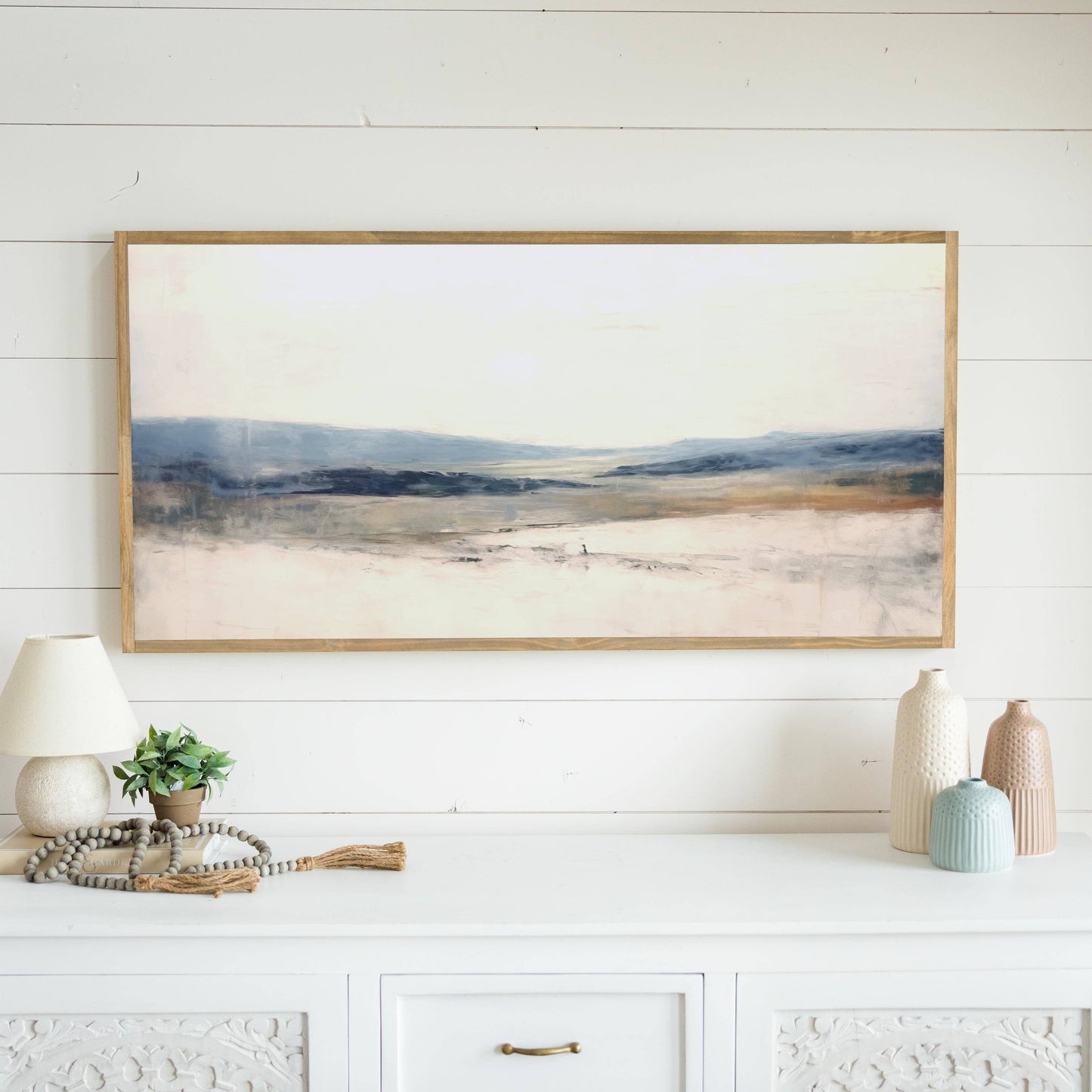 Blue Horizon: Light Brown Frame /36 inches x 18 inches