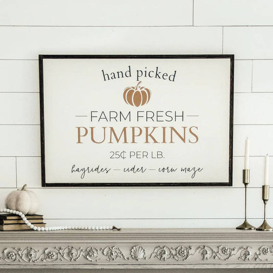 Hand Picked Pumpkins | Wall Art: Light Brown / 24 inches x 16 inches