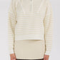 Creamon - Preppy Californian Half-zip Striped Sweater-BLUE: BLACK / L