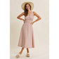 in february - SOFT-GLOW COTTON BLEND LUREX STRIPE FIT AND FLARE MIDI DRESS: RED / M