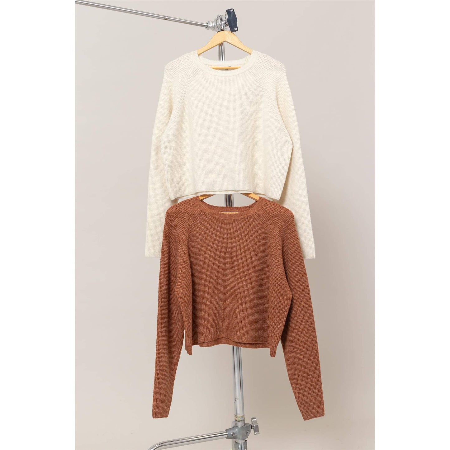 Oversized Raglan Sleeve Sweater: GRAY BLUE
