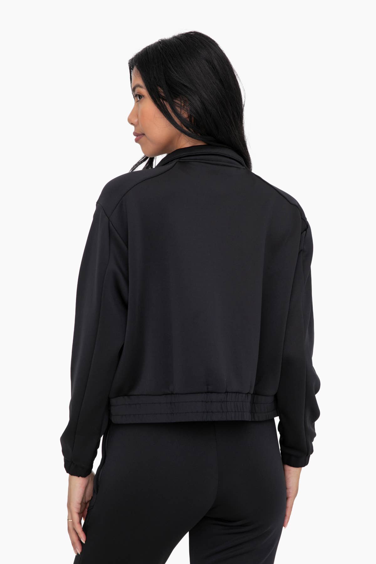 Mock Neck Zip-Up Active Jacket: BLACK