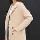 Textured Notched Collar Faux Double-Breasted Coat: Blush Beige