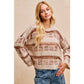 BiBi - VINTAGE SOFT CHECK PATTERN CHUNKY KNIT SWEATER: MOCHA MULTI / L