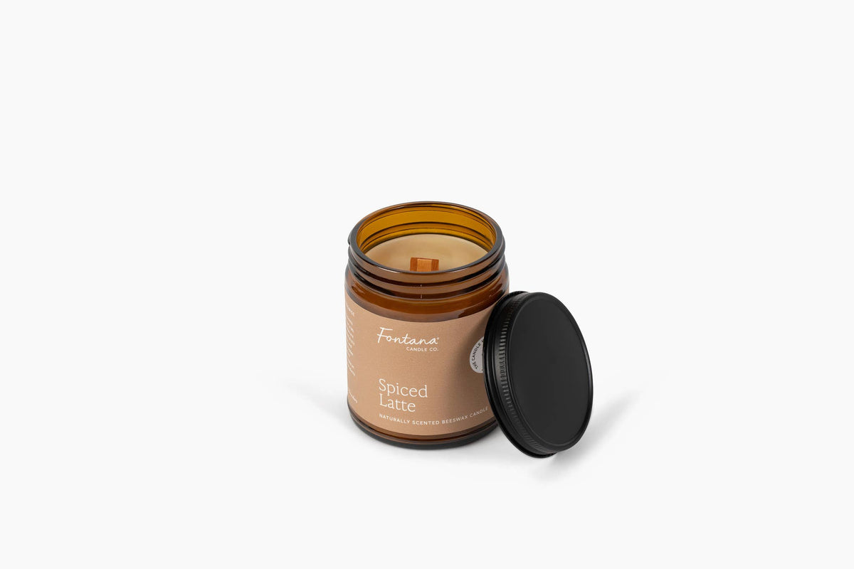 Fontana Candle Co. - Spiced Latte Essential Oil Beeswax Jar Candle: Non-Toxic