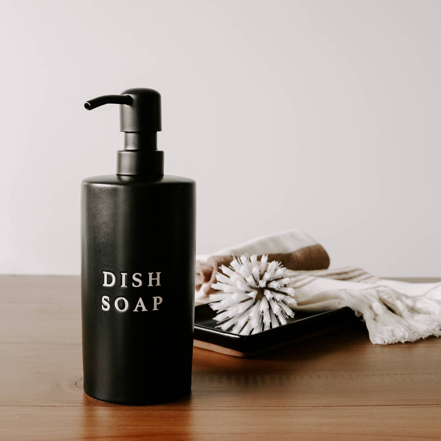 Black Stoneware Dish Soap Dispenser- 15 oz