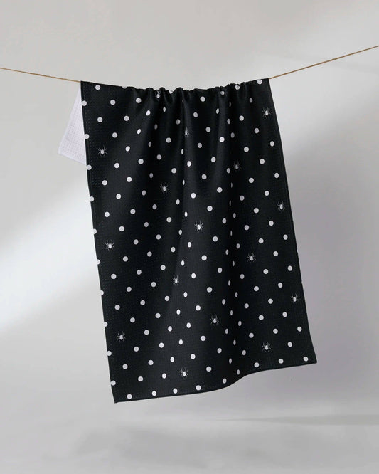 Spookydots Tea Towel: Black