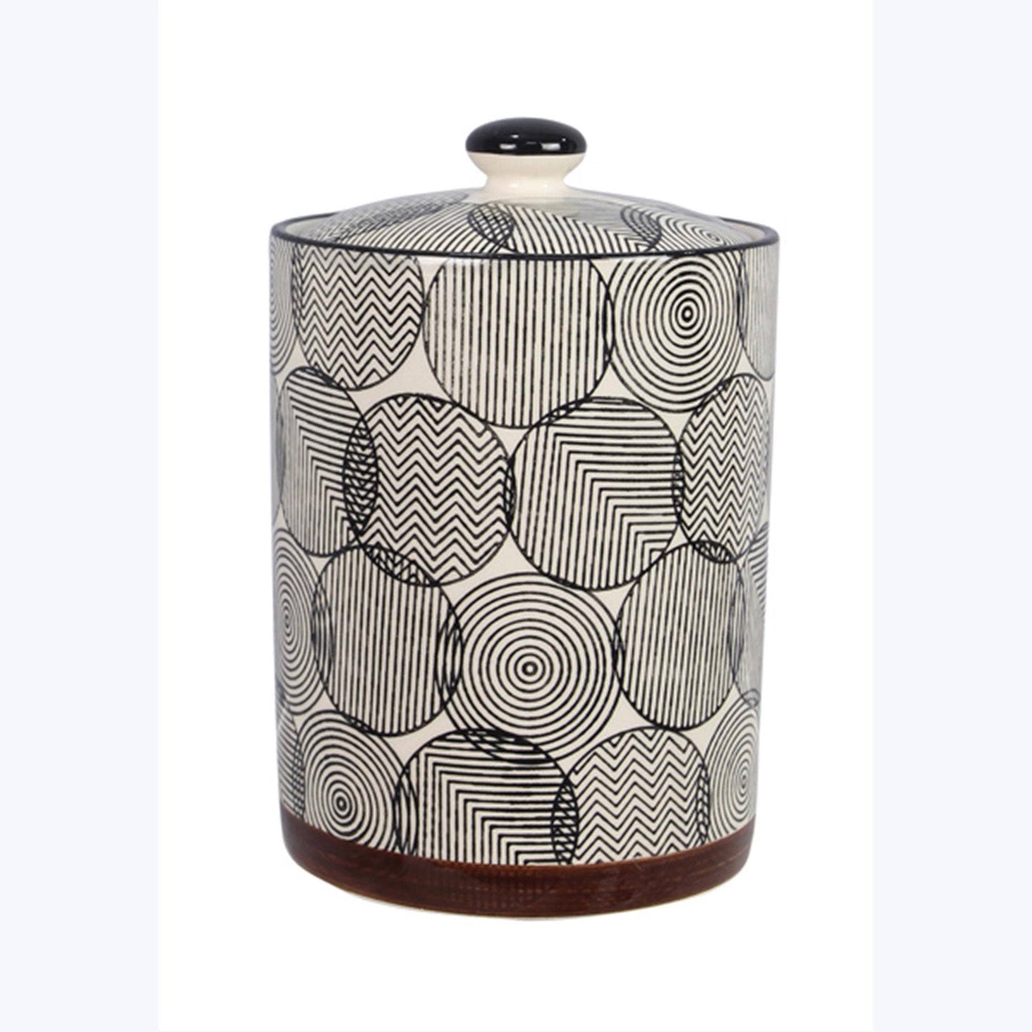 Stoneware Black and White Design Canister