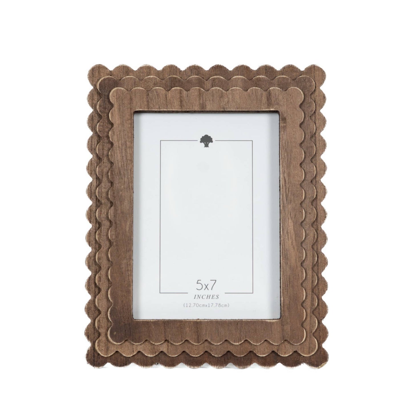 Devanie At Home - Wood scallop photo frame for 5x7 pic, espresso - 17030