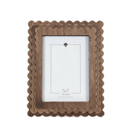Wood scallop photo frame for 5x7 pic, ESPRESSO