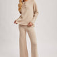 Textured Knit Top & Pant Set: OATMEAL