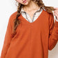 La Miel - JBS3122-V-neck Long Sleeve Lightweight Knit Top Christmas: Apple Green / S