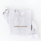 OAT COLLECTIVE - EMBROIDERED COFFEE AND BOOKS Sweatshirt Pullover Relaxed Fit: VINTAGE WHITE LONG SLEEVE / XL