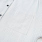Lovesoft - Stripe Roll-tab Sleeve Pocketed Long Shirt: Black Stripe / 65%Polyester+35%Cotton / XL