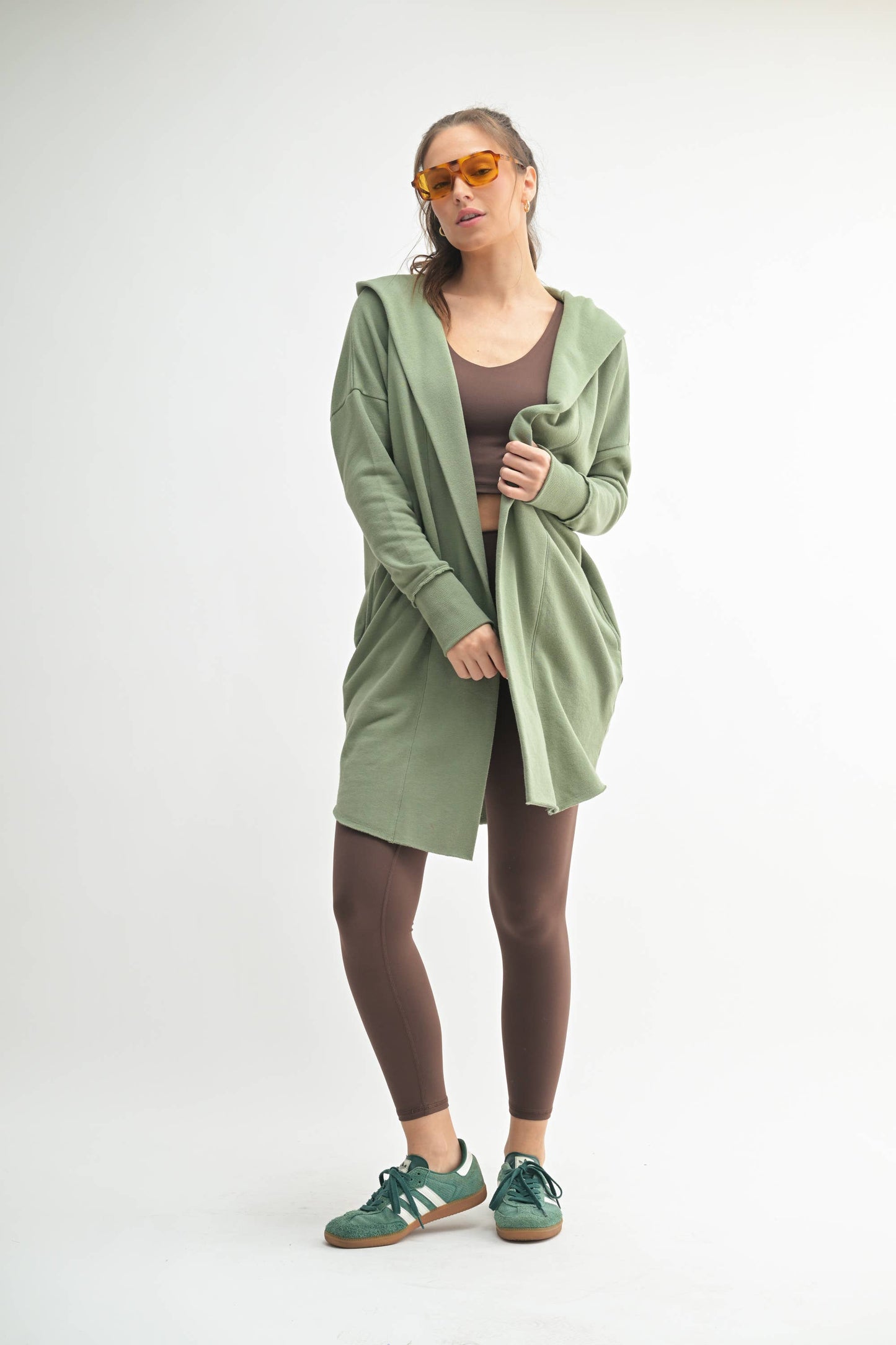 Open Front Longline Hoodie Cardigan: NEW ORCHID