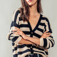 Cozy and Free Striped Cardigan: TAUPE/BLACK