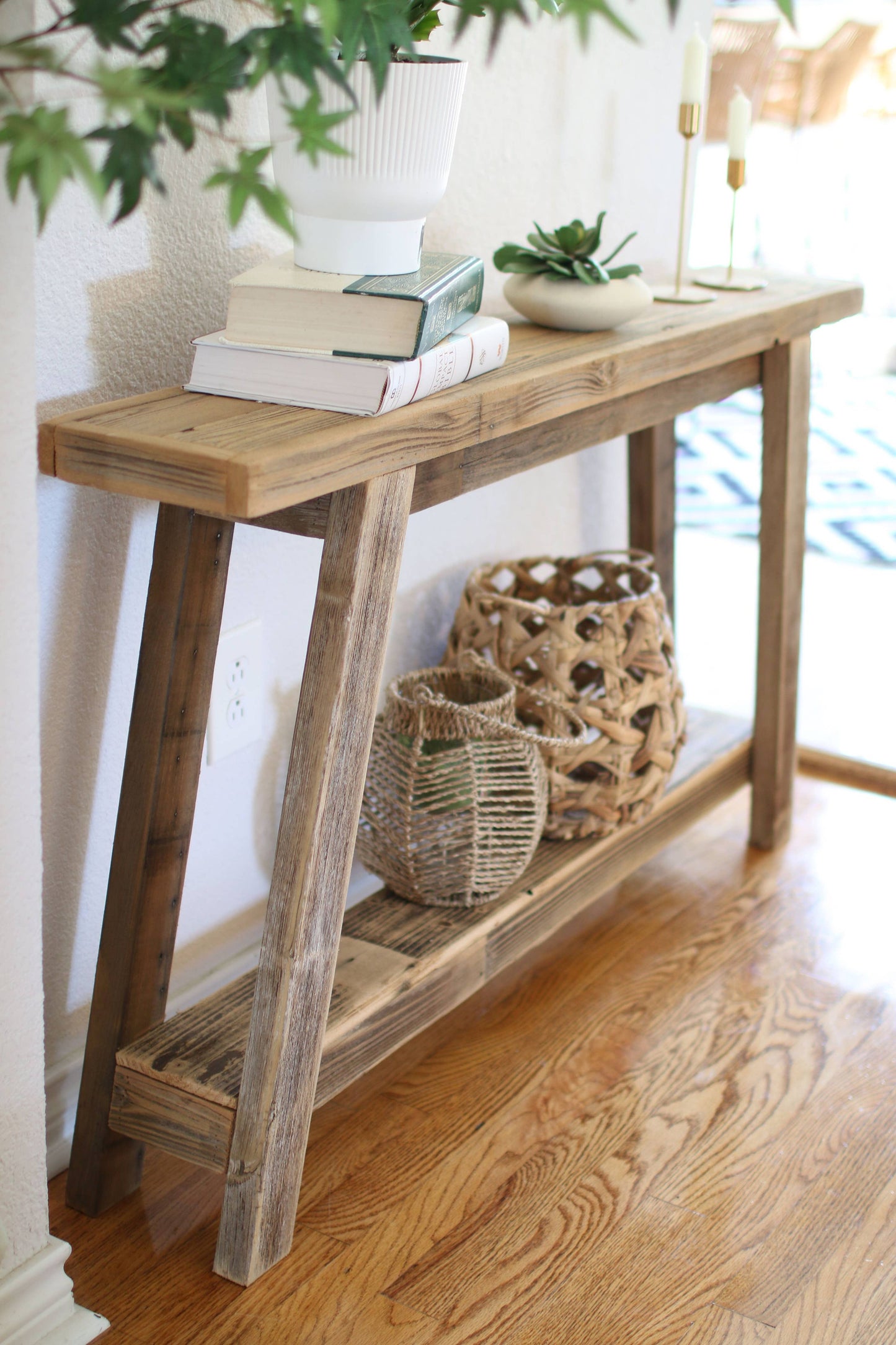 The Camden Console – Reclaimed Wood Table with Recessed Top