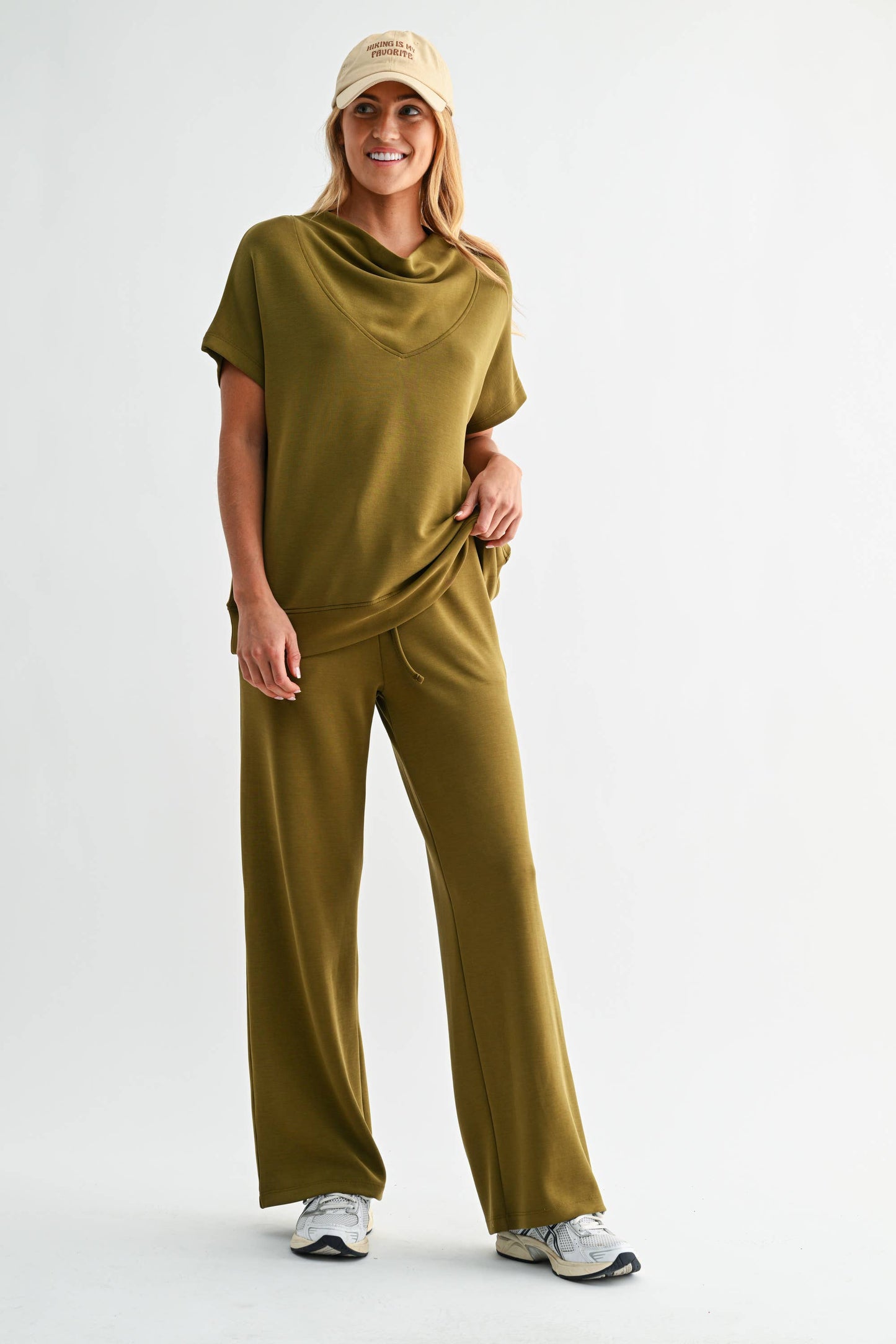 Laguna Cowl Neck Top: NATURAL