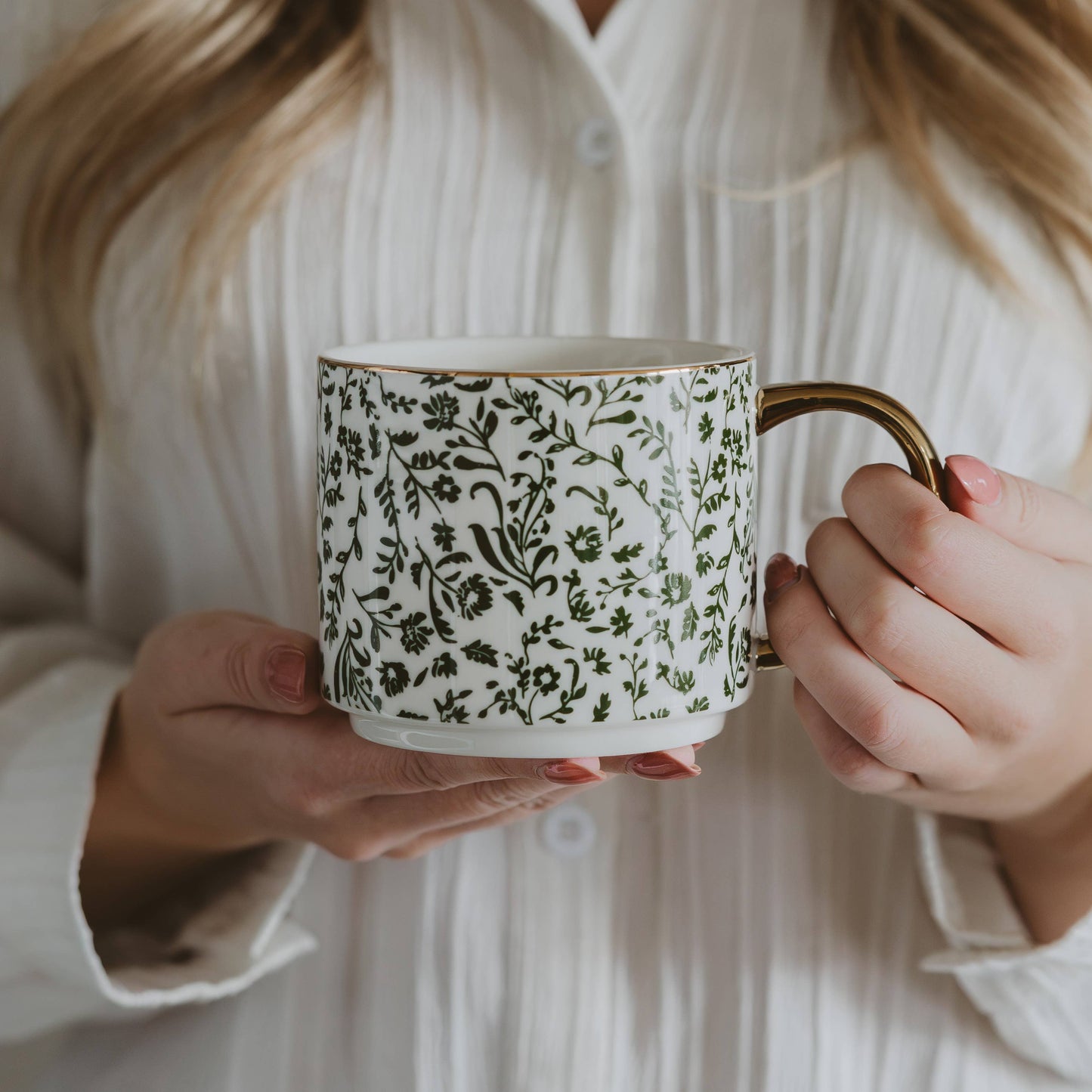 Mug: Green Floral Coffee Mug