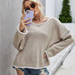 Casual Crew Neck Pullover Long Sleeve Sweater: KHAKI