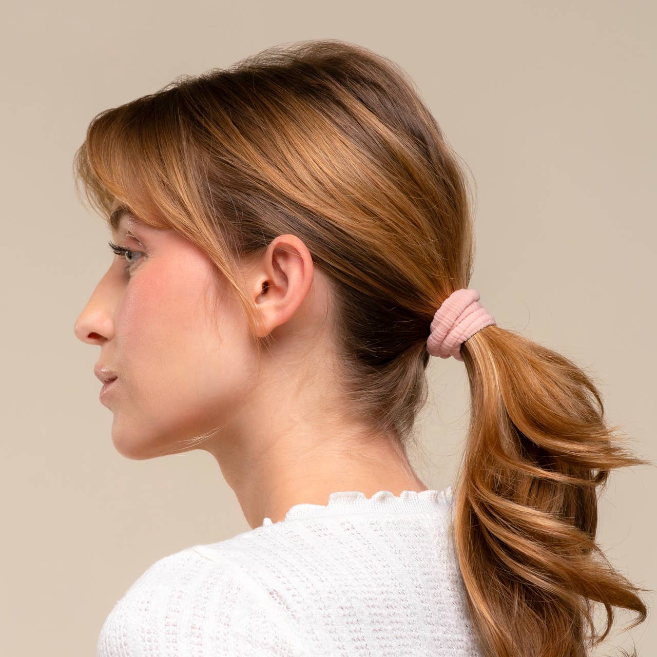 Recycled Fabric Ribbed Hair Elastics 10pc Set - BLUSH