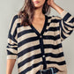 Cozy and Free Striped Cardigan: TAUPE/BLACK