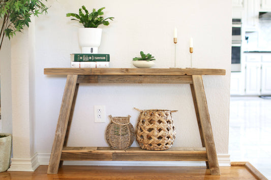 The Camden Console – Reclaimed Wood Table with Recessed Top