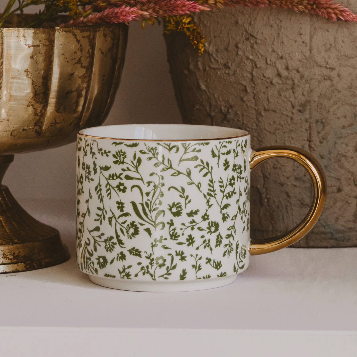 Mug: Green Floral Coffee Mug