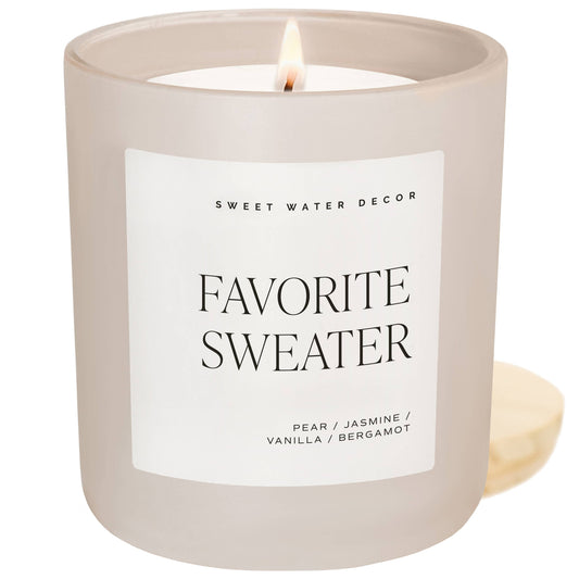 Candle: Favorite Sweater 15 oz Soy Candle, Matte Jar