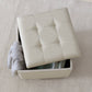 Tufted Square Storage Ottoman with Lift Off Lid: Linen Beige