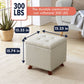 Tufted Square Storage Ottoman with Lift Off Lid: Linen Beige