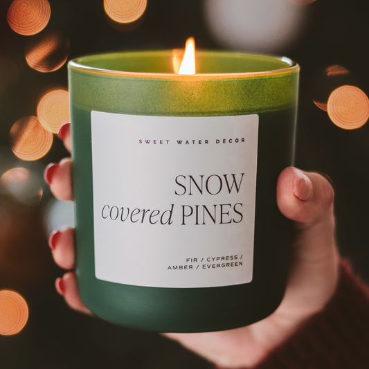 Candle: Snow Covered Pines 15 oz Soy Candle, Matte Jar