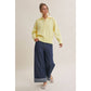 in february - MORNING LIGHT UPLIFTING SOFT PASTEL POLO SWEATER TOP: BUTTER YELLOW / M
