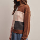 Forte - Colorblock Mixed Stripe Knit Sweater FSW0099: Blue Multi / Contemporary / S