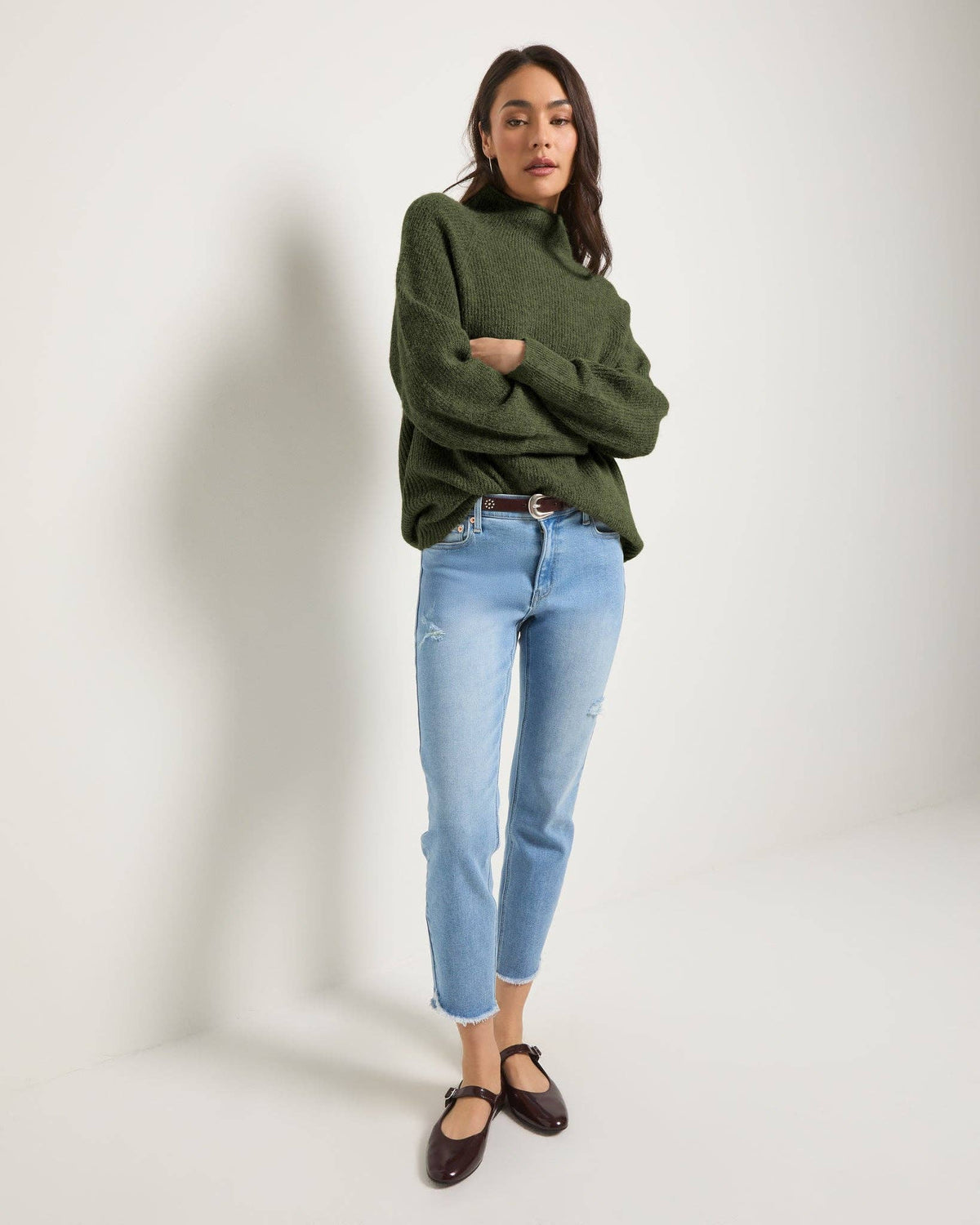 Seventy Eight and Sunny (SEAS) - Driftwood Sweater: Olive Marled / S