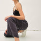 Tencel High Rise Drawstring Wide Leg Cargo Pant: