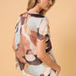 Sunday Edition by LE LIS - ROUND NECK SHORT SLEEVE TOP: MULTI ABSTRACT / M