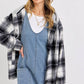 Classic Plaid Hooded Shacket: IVORY/BLACK