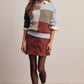 Forte - Colorblock Mixed Stripe Knit Sweater FSW0099: Blue Multi / Contemporary / S