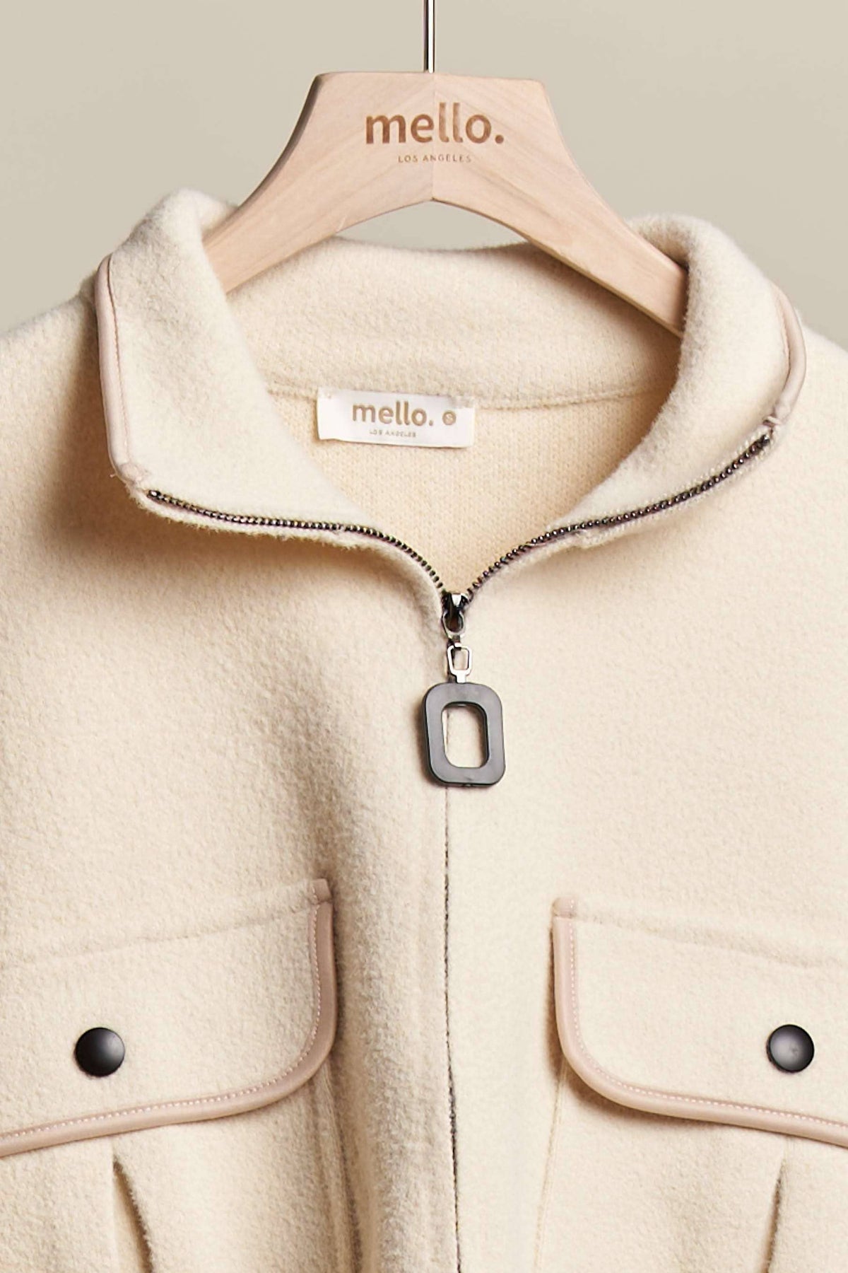 Mello. - Oversize Jacket with Knit Sleeve: Cream / ML