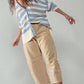 Cozy and Free Striped Cardigan: TAUPE/BLACK