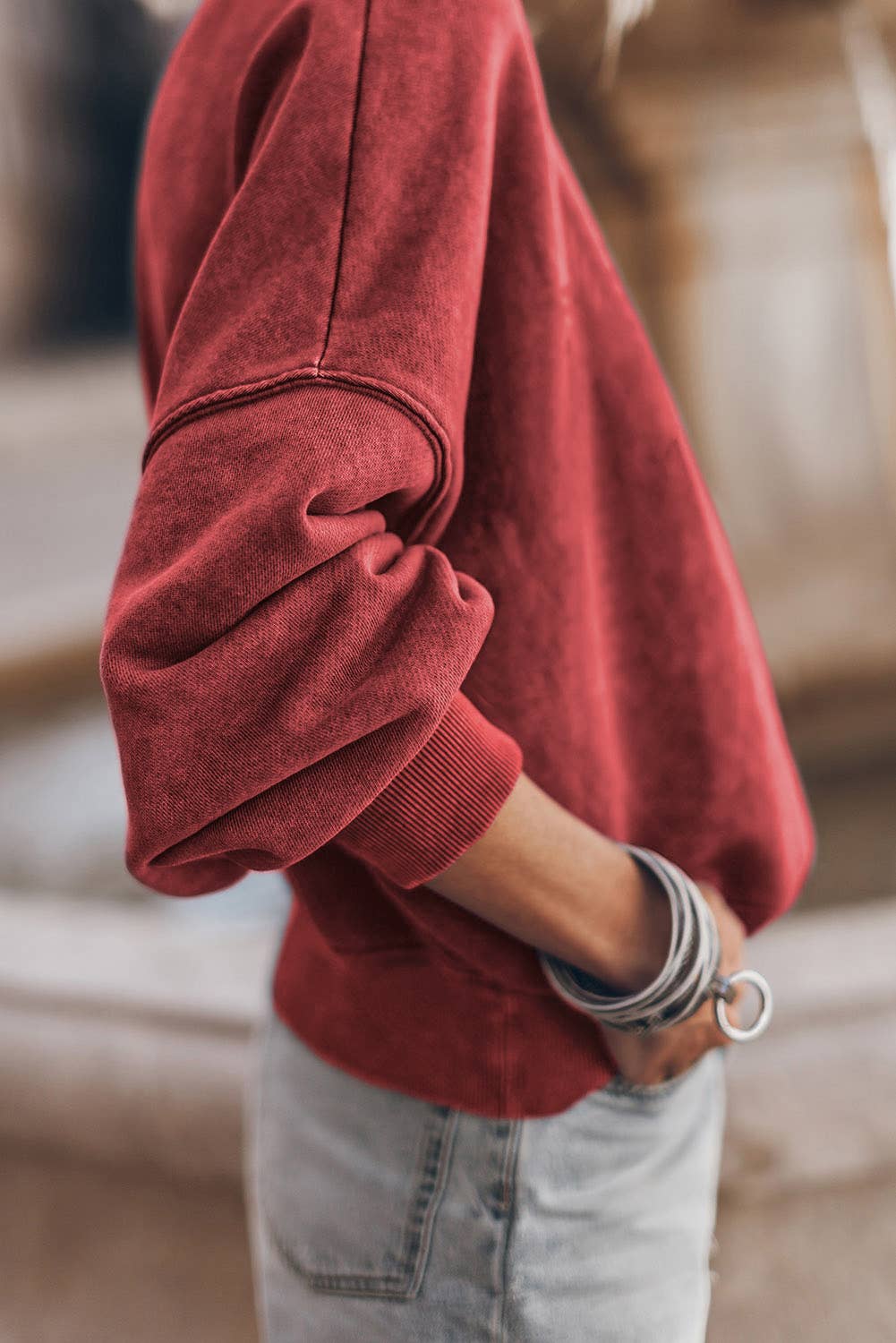Lovesoft - Customized Drop Shoulder Crew Neck Pullover Sweatshirt: Orange / 75%Polyester+25%Cotton / M