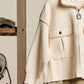 Mello. - Oversize Jacket with Knit Sleeve: Cream / SM