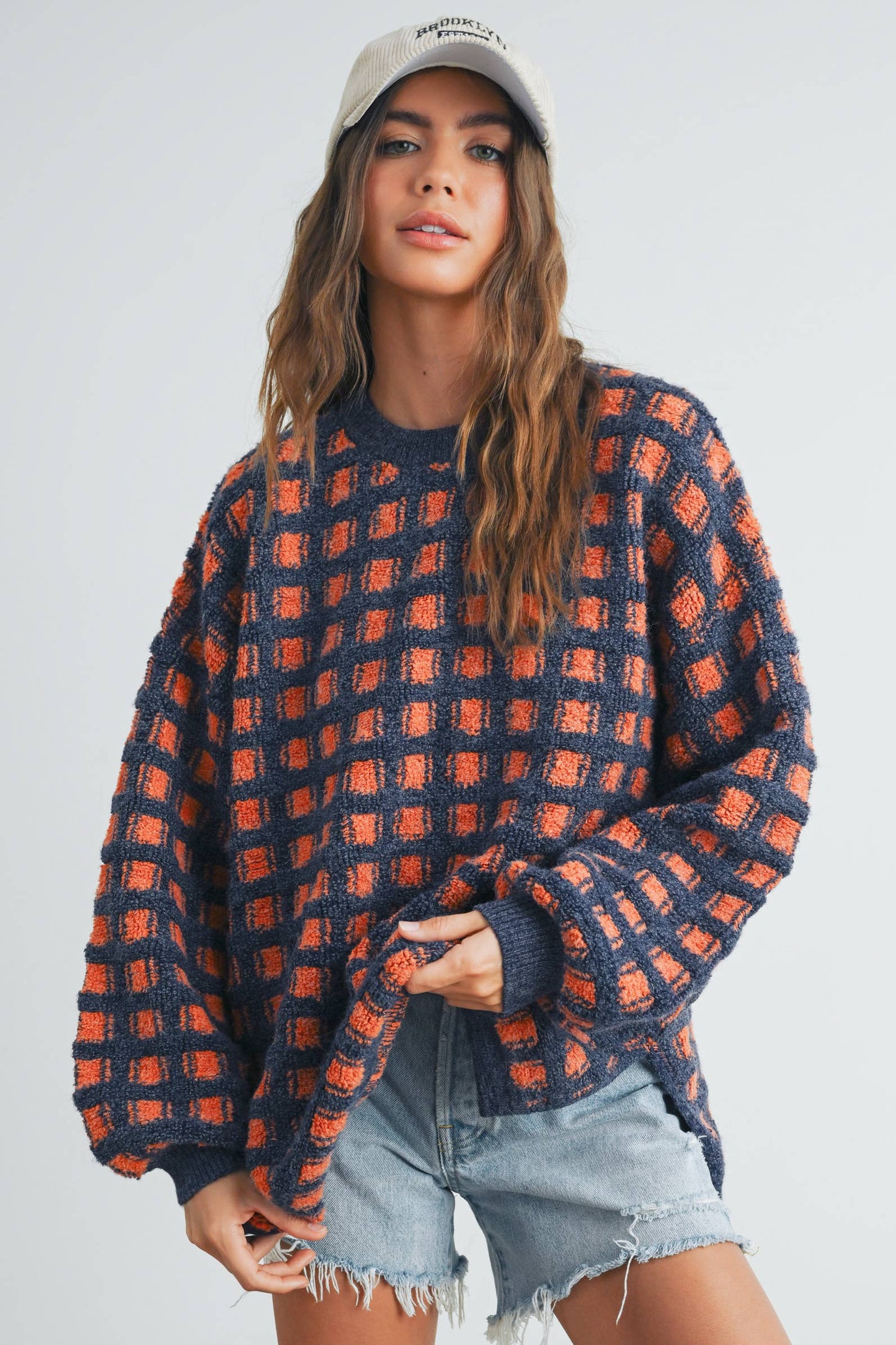 Fall Checkered Oversized Sweater