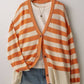 Cozy and Free Striped Cardigan: TAUPE/BLACK