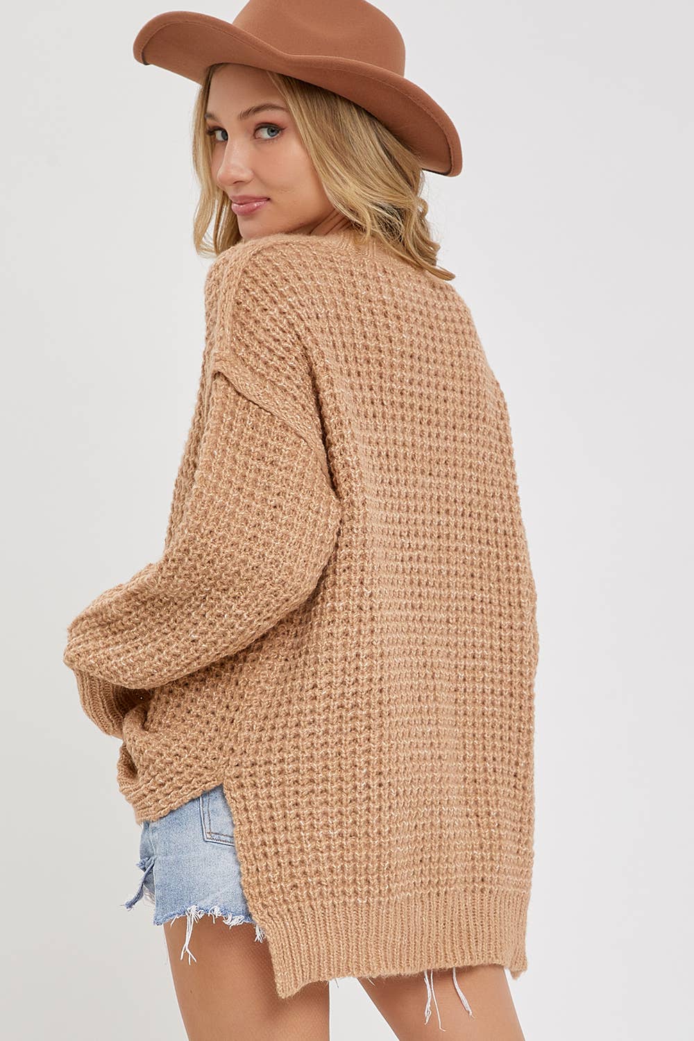 Soft Chunky Knit Sweater: TAUPE