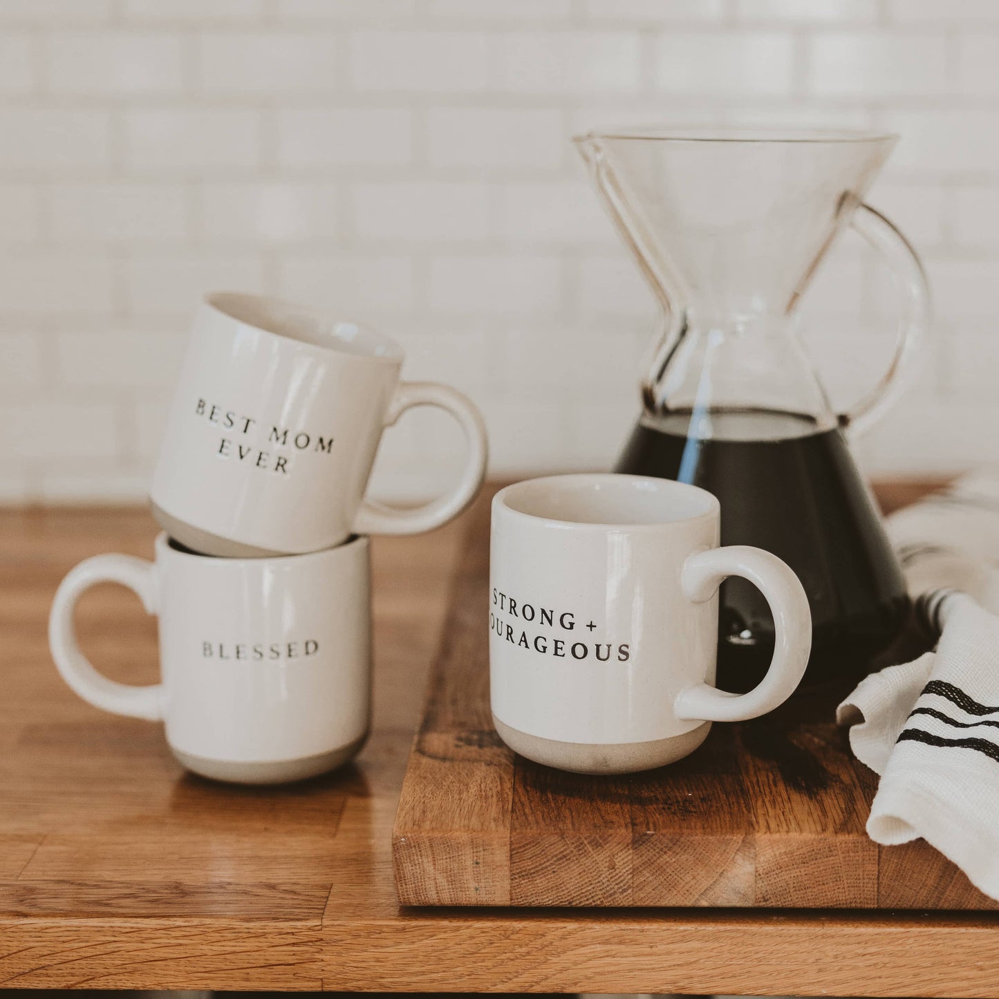 Mug: Strong & Courageous Stoneware Coffee Mug