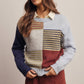 Forte - Colorblock Mixed Stripe Knit Sweater FSW0099: Blue Multi / Contemporary / S