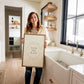 Wash the Plate | Wall Art: Black-White Text / Dark Brown Frame / 8 inches x 12 inches